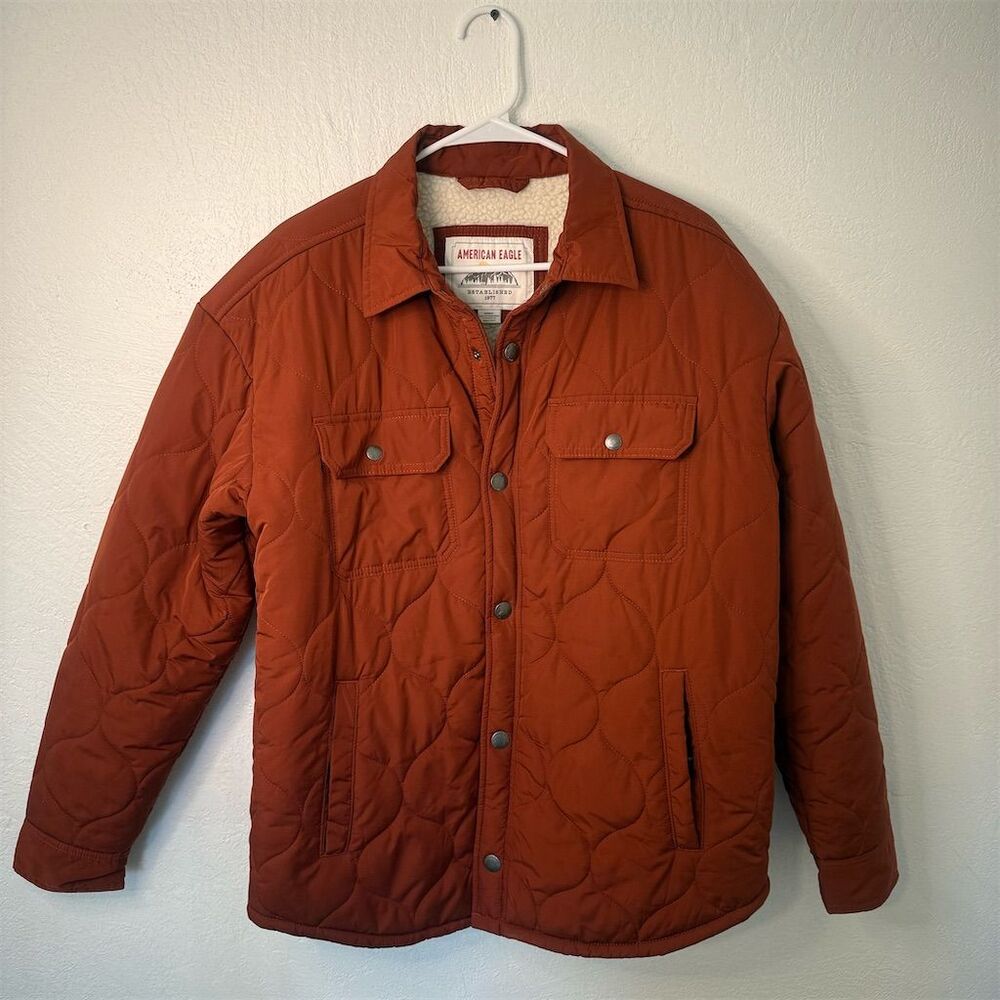 American Eagle Men's Quilted Shirt Jacket Terra Cotta Size M Casual